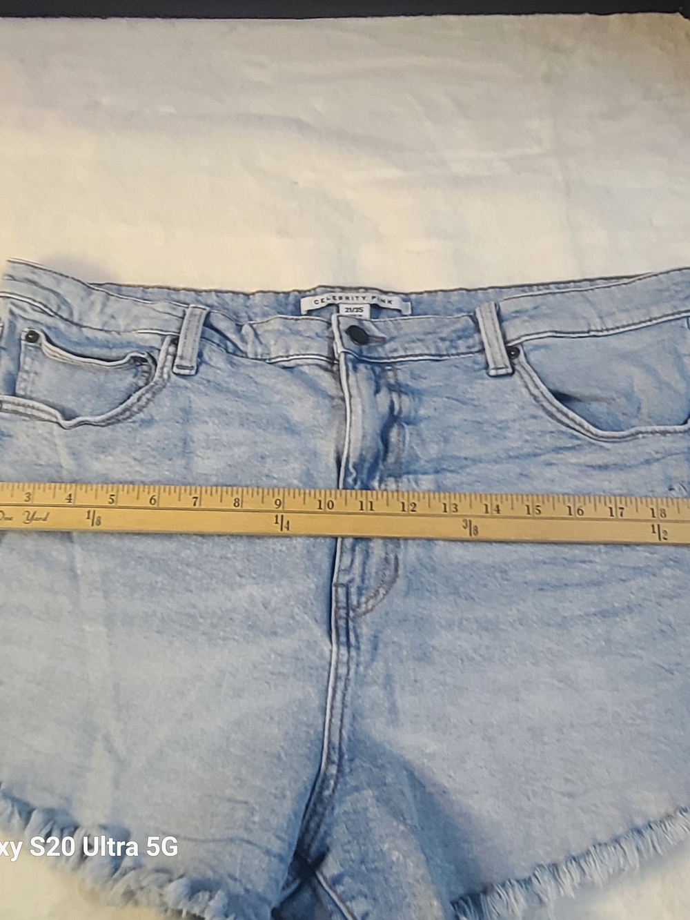 Light Blue Denim Frayed Hem Women’s Shorts - Picture 8 of 9